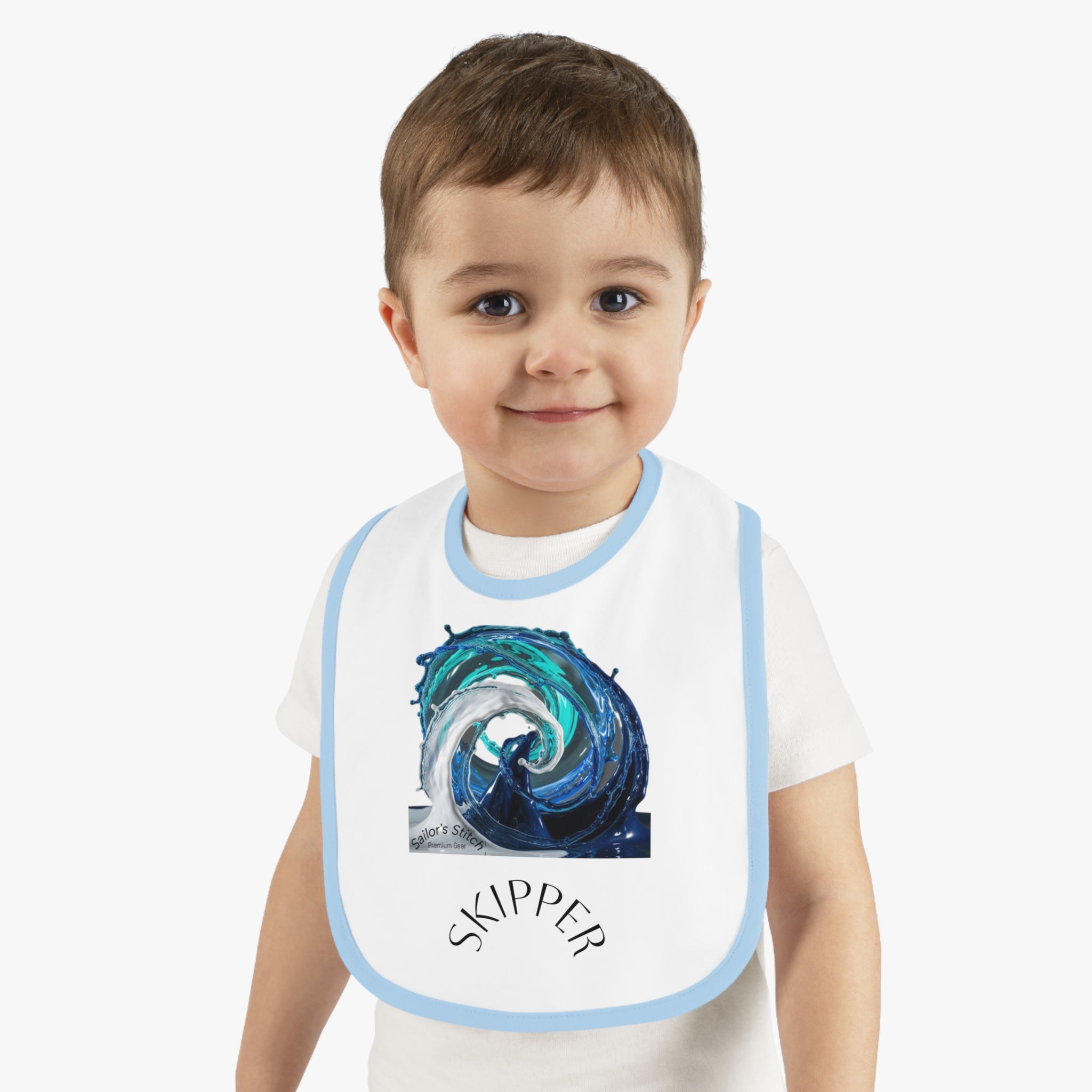 Skipper Nautical Bib, Sailor Baby Trim Jersey Bib, Cute Baby Gift, Custom Name Option, Drool Bib, Newborn Shower Present, Crew Accessories