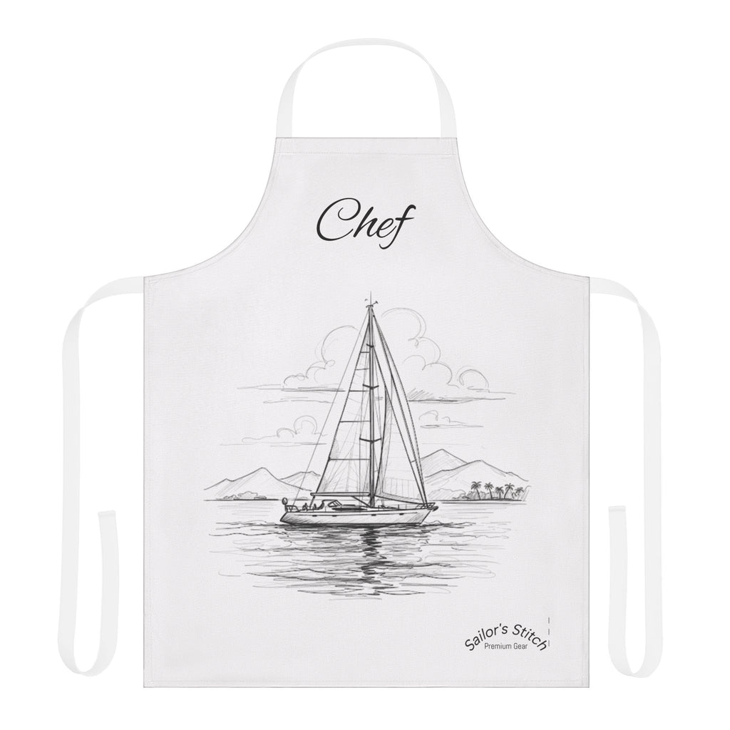 Chefs Apron Sailing Wave Galley Kitchen Cooking Apron - Nautical Boat Chef Apron, Customisable, Adjustable BBQ Apron, Gift for Sailors, Boat galley accessories