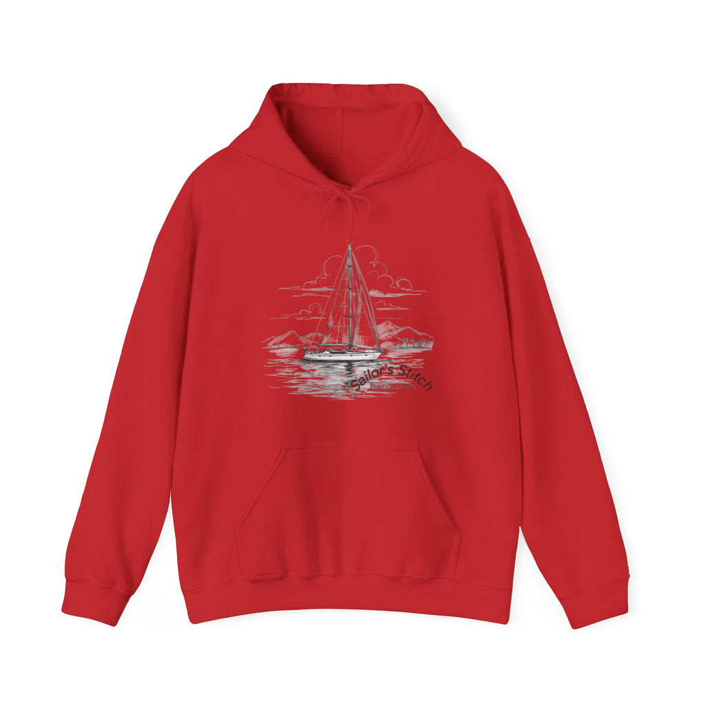 Red /Pink Sailors Unisex Hooded & Custom Name Sweatshirt, Nautical apparel, Cozy Beachwear, Mermaid Design, Perfect for Adventurers, Sea Lovers