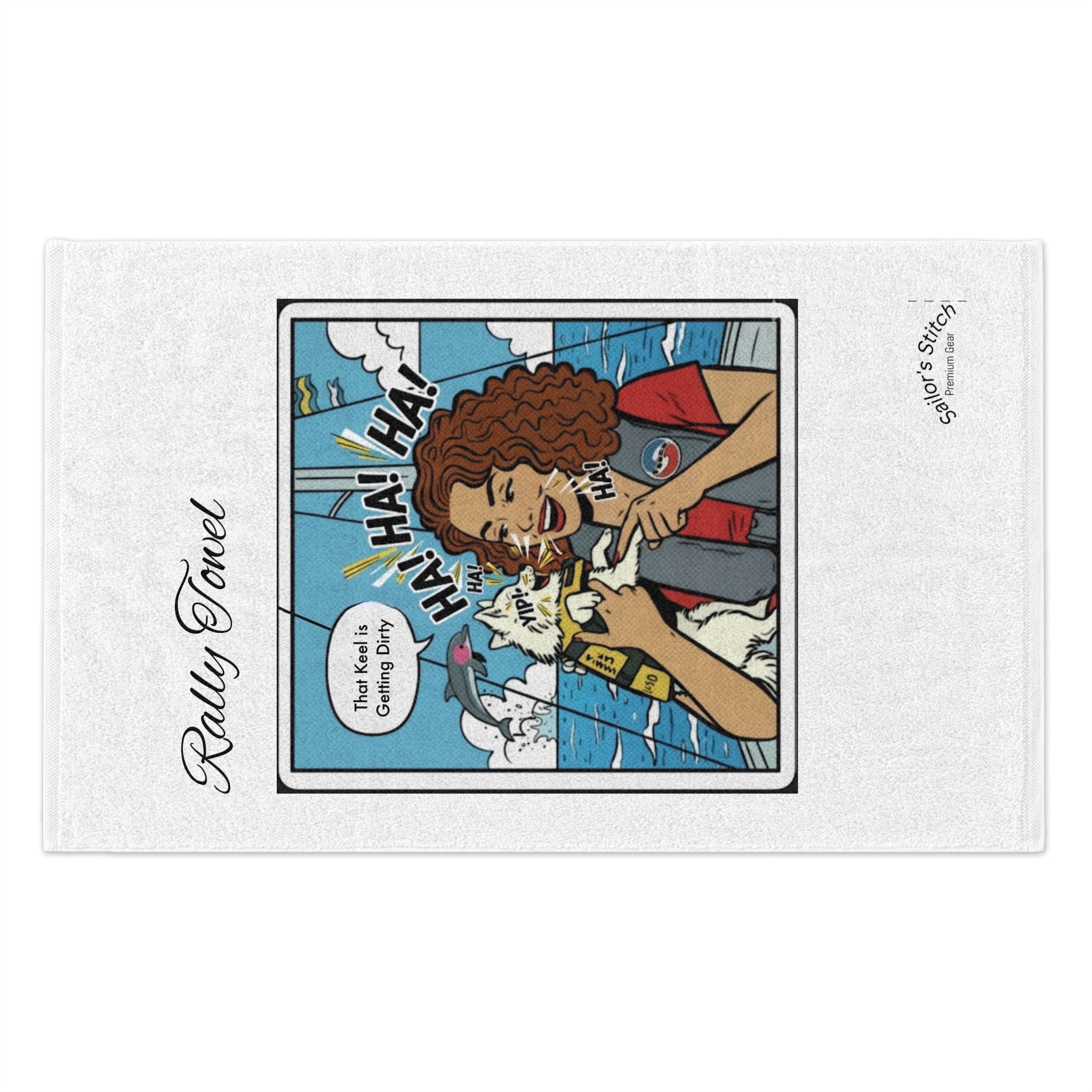 Comic Sailing Rally Towel - Beach Decor, Outdoor Events, Gifts for Sailors, Summer Fun, Nautical Accessories