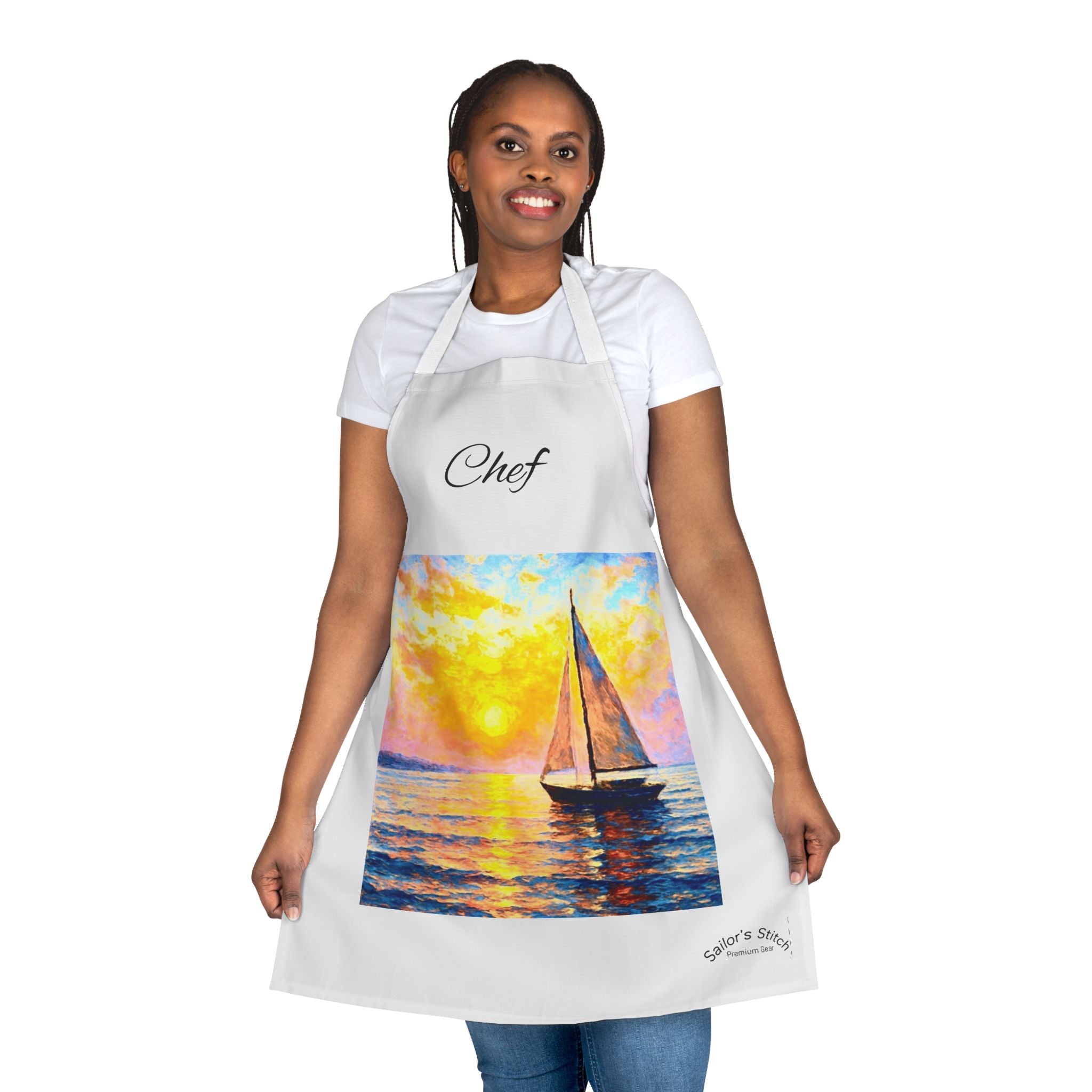 Ships Galley Apron, Cooking Enthusiast Gift, Beach BBQ Kitchen Decor, Chef Apron with Colorful Straps, Boat galley accessories