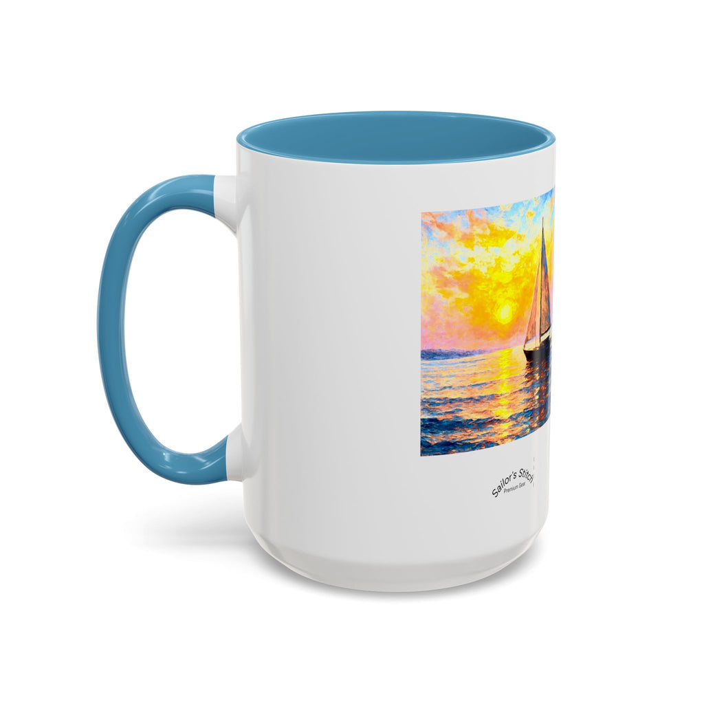 Sailing Sunset Coffee Mug, Nautical Tea Cup, Ocean Lover Gift, Boat Captain Kitchen Decor, Sailboat Ceramic Mug, Nautical Gift, Galley accessories
