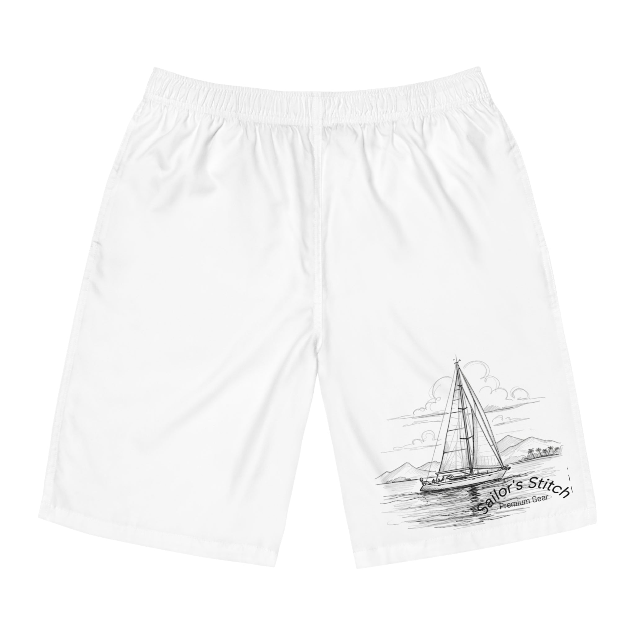 Men's Sailboat Board Shorts, Summer Swim Trunks for Beach, Nautical Men's Swimwear, Vacation Essentials, Pool Party Gear, Nautical apparel