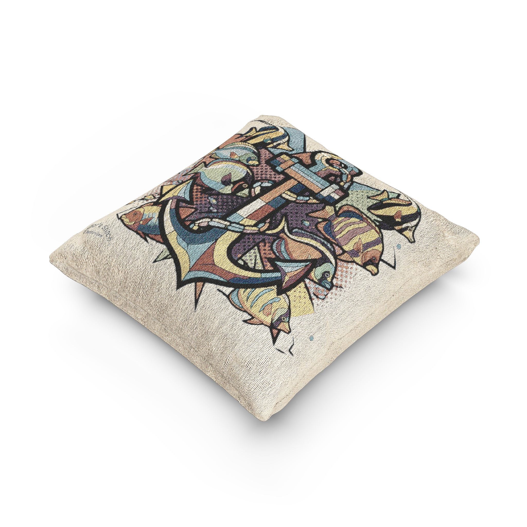 Pop Art Anchor & Fish Woven Pillow / Cushion, Decorative Throw Pillow, Sofa Accent, Home Decor, Duplicate design on both sides, Living Room Accessory, Salaoon & Cabin accessories