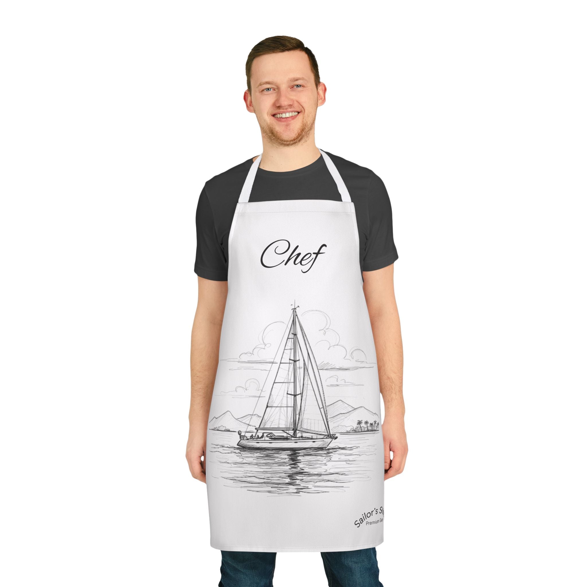 Chefs Apron Sailing Wave Galley Kitchen Cooking Apron - Nautical Boat Chef Apron, Customisable, Adjustable BBQ Apron, Gift for Sailors, Boat galley accessories
