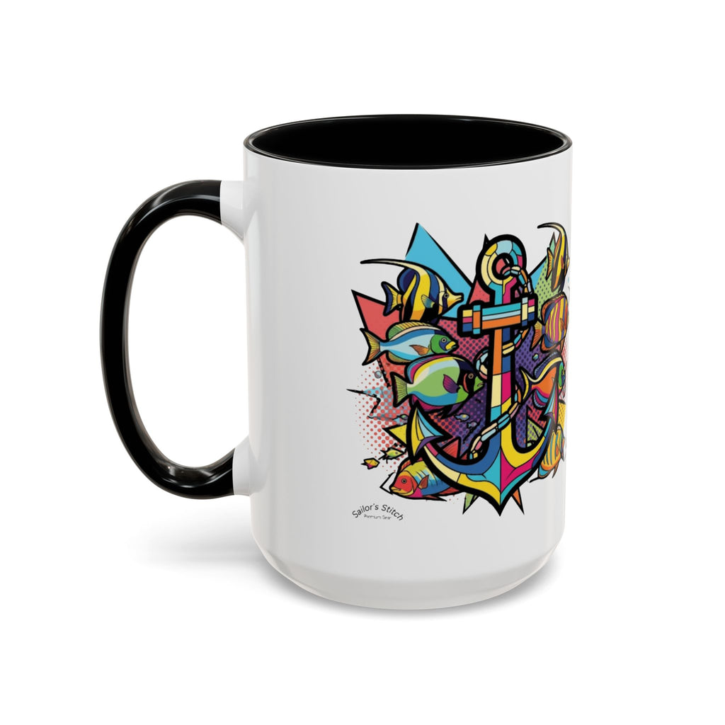 Pop Art Anchor Sailing Mug, Nautical Coffee Cup, Ocean Lover Gift, Sailboat Tea Mug, Maritime Kitchen Decor, Sailor Mugs, Beach Theme Cup, Galley accessories