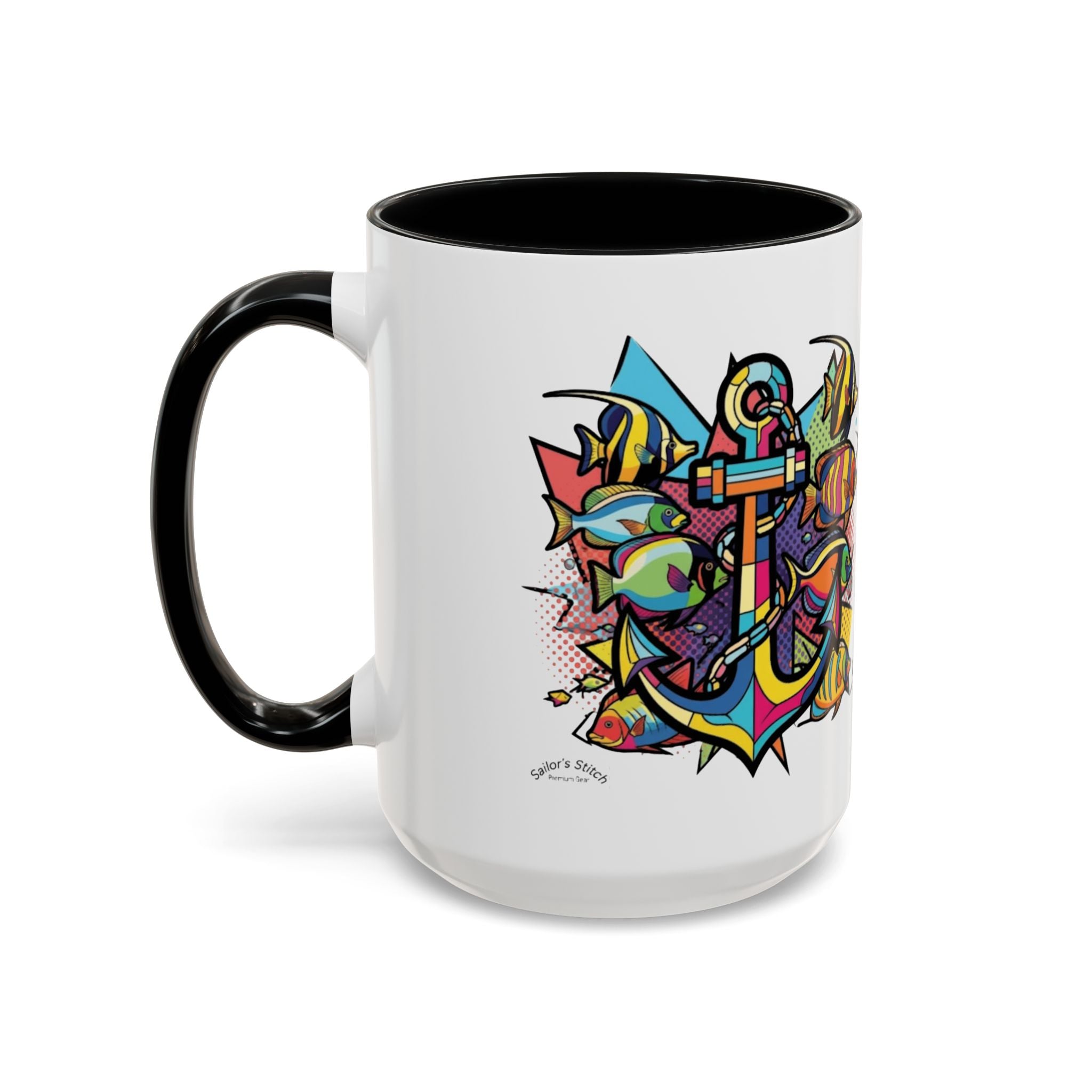 Pop Art Anchor Sailing Mug, Nautical Coffee Cup, Ocean Lover Gift, Sailboat Tea Mug, Maritime Kitchen Decor, Sailor Mugs, Beach Theme Cup, Galley accessories