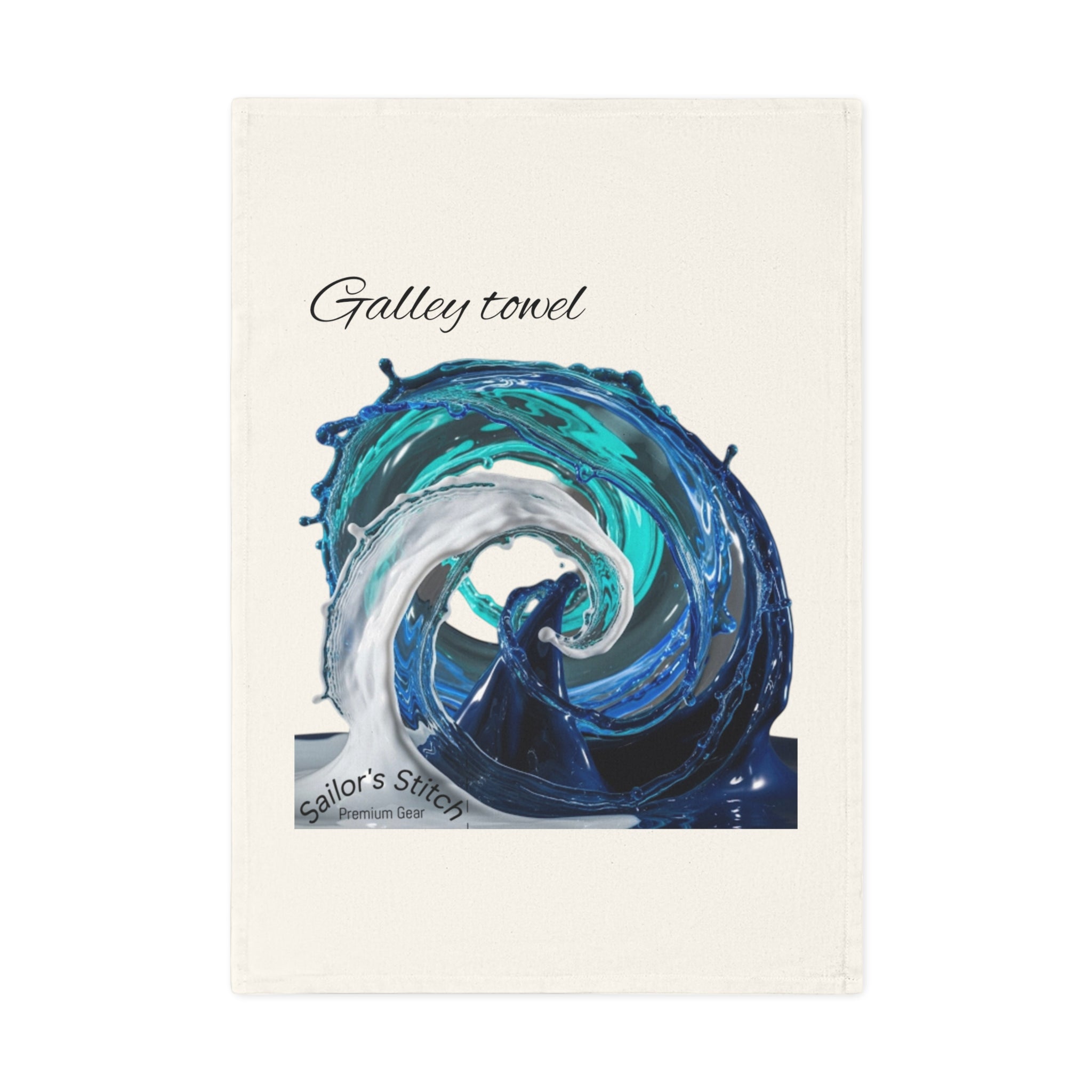 Nautical Wave Cotton Galley Tea Towel, Coastal Kitchen Decor, Marine Gift, Seafood Lover's Kitchenware, Beach House Accessories