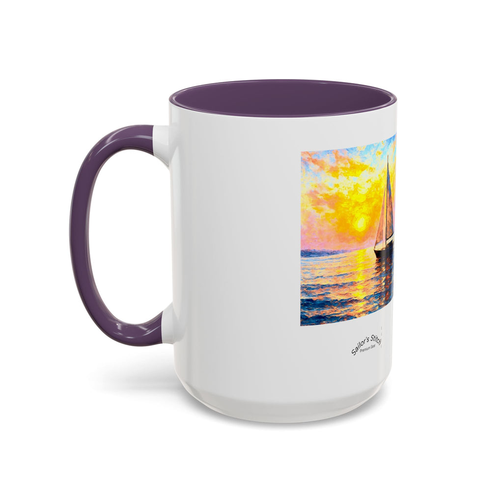 Sailing Sunset Coffee Mug, Nautical Tea Cup, Ocean Lover Gift, Boat Captain Kitchen Decor, Sailboat Ceramic Mug, Nautical Gift, Galley accessories