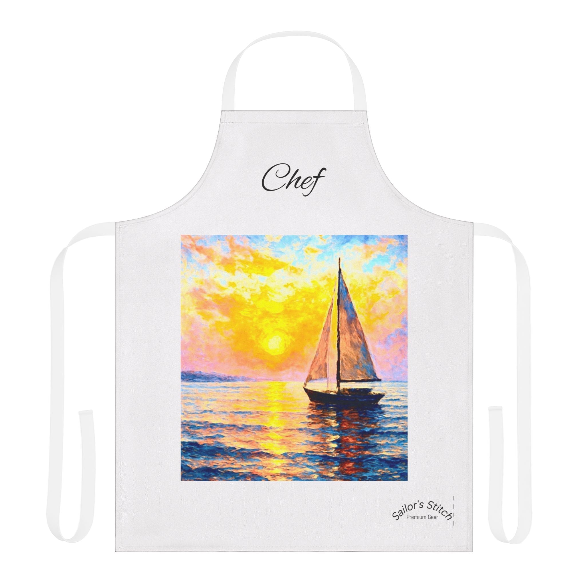 Ships Galley Apron, Cooking Enthusiast Gift, Beach BBQ Kitchen Decor, Chef Apron with Colorful Straps, Boat galley accessories