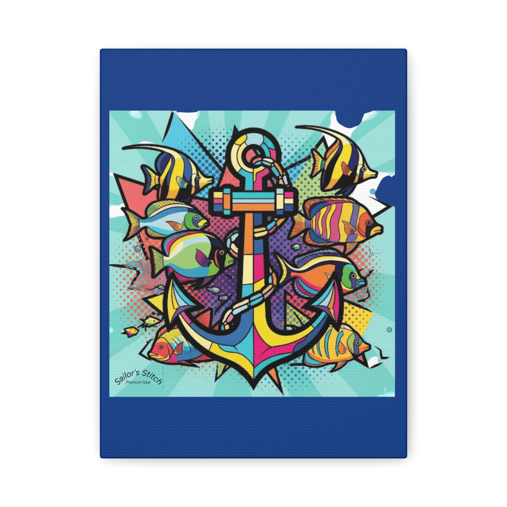 Anchor Pop Art Canvas Wall Art - Pop Art Anchor Sailing, Custom name option, Nautical Home Decor Accessories