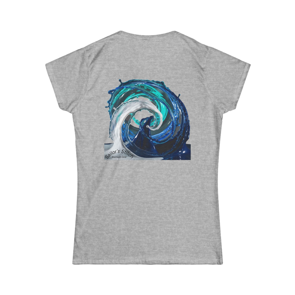 Women's Softstyle Sailing Wave Tee, Custom name option, Nautical Gift, Boat crew wear, Sailing apparel