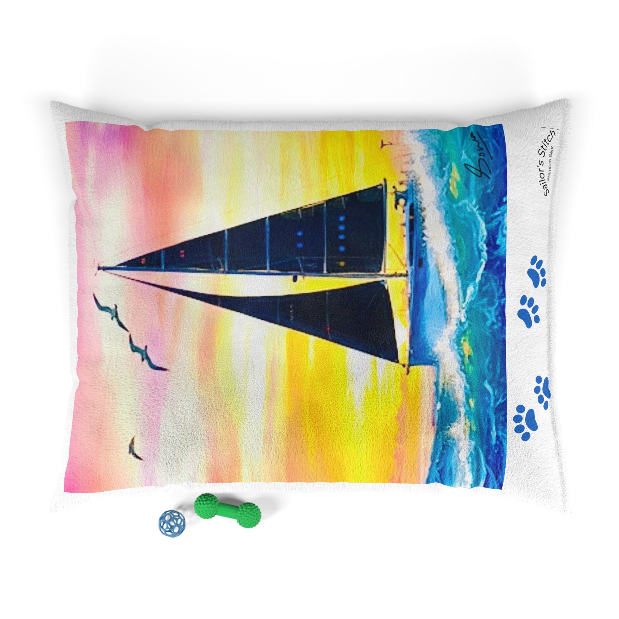 Sailors Stitch Pet Bed - Nautical Dog Cat Pillow, Cozy Pet Furniture for Home, Marine Lovers, Gift for Animal Lovers, Custom Pet Name, Pet accessories