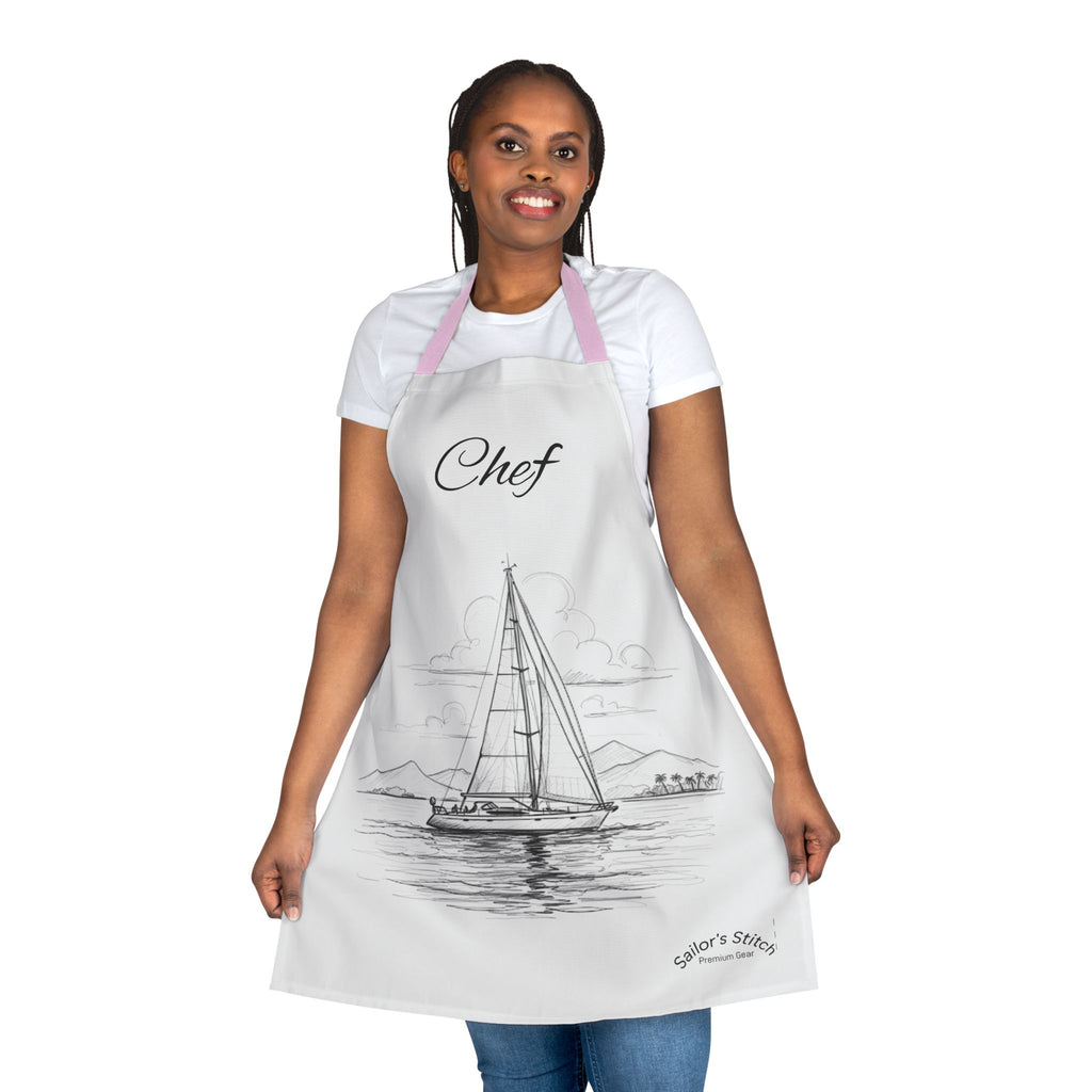 Chefs Apron Sailing Wave Galley Kitchen Cooking Apron - Nautical Boat Chef Apron, Customisable, Adjustable BBQ Apron, Gift for Sailors, Boat galley accessories