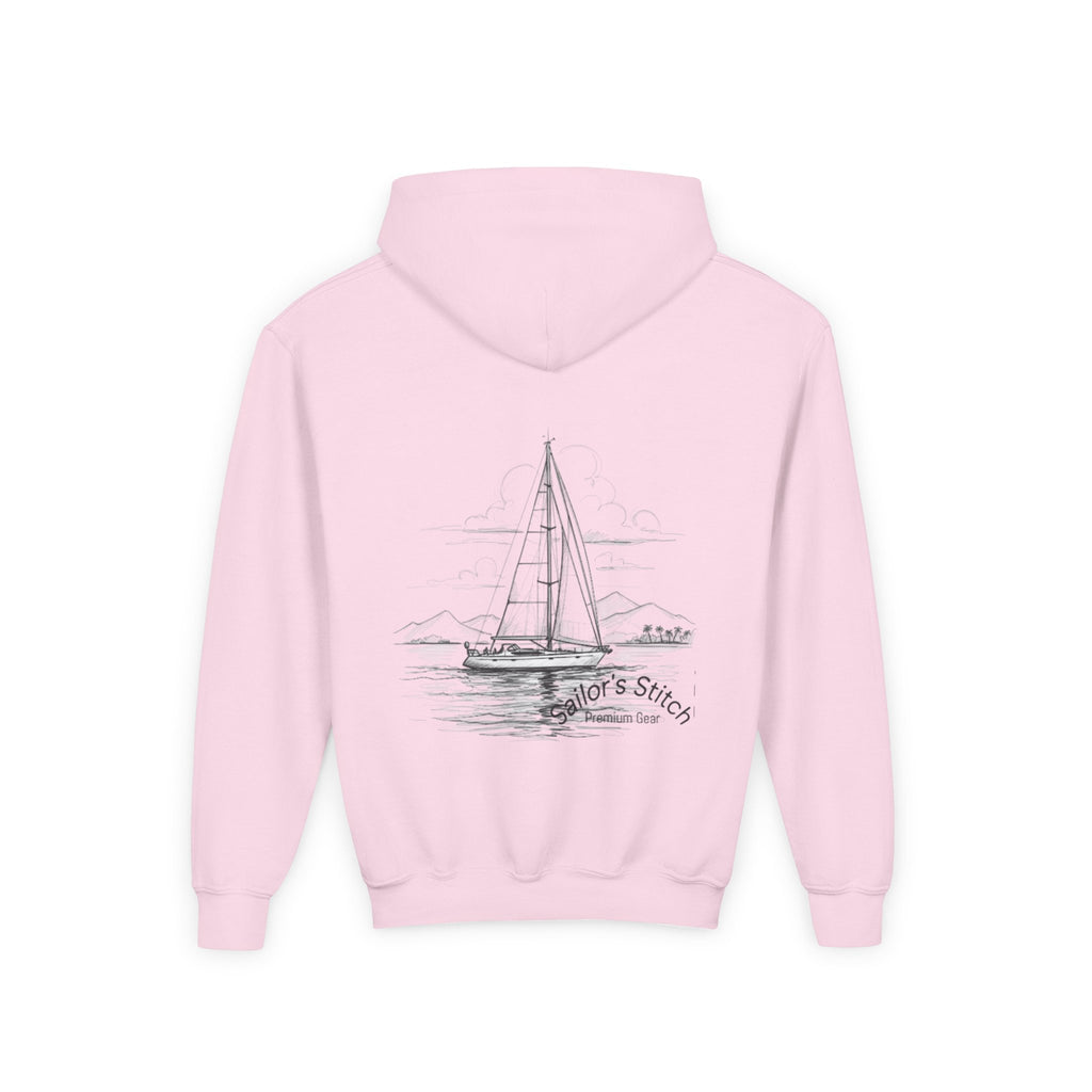 Youth Sailing Yacht, Double-sided print Sailing Heavy Blend Hoodie - Nautical Sweatshirt for Ocean Lovers, Sailors, Sea Enthusiasts - Boat Adventure Jumper, Maritime Pullover, Kids nautical apparel
