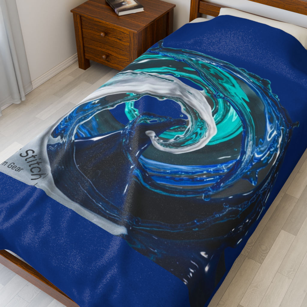 Wave Art Velveteen Plush Blanket | Cozy Home Decor, Nautical Gift, Beach Blanket, Warm Throw, Relaxation Essential, Saloon & Cabin accessories