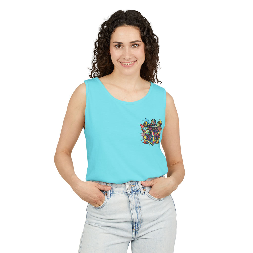 Pop Art Sailors Tank Top, Nautical Sleeveless Shirt, Custom Crew Wear, Ocean Lover Muscle Tee, Summer Beach Apparel, Boat Captain Gift