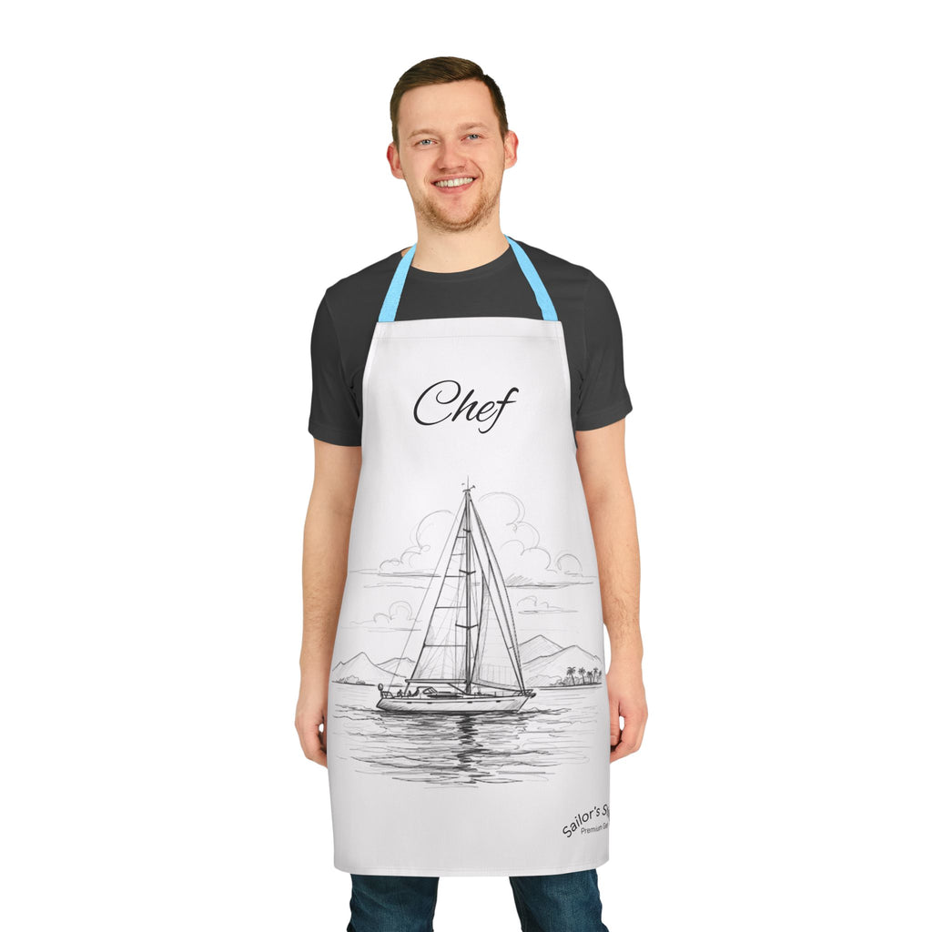 Chefs Apron Sailing Wave Galley Kitchen Cooking Apron - Nautical Boat Chef Apron, Customisable, Adjustable BBQ Apron, Gift for Sailors, Boat galley accessories