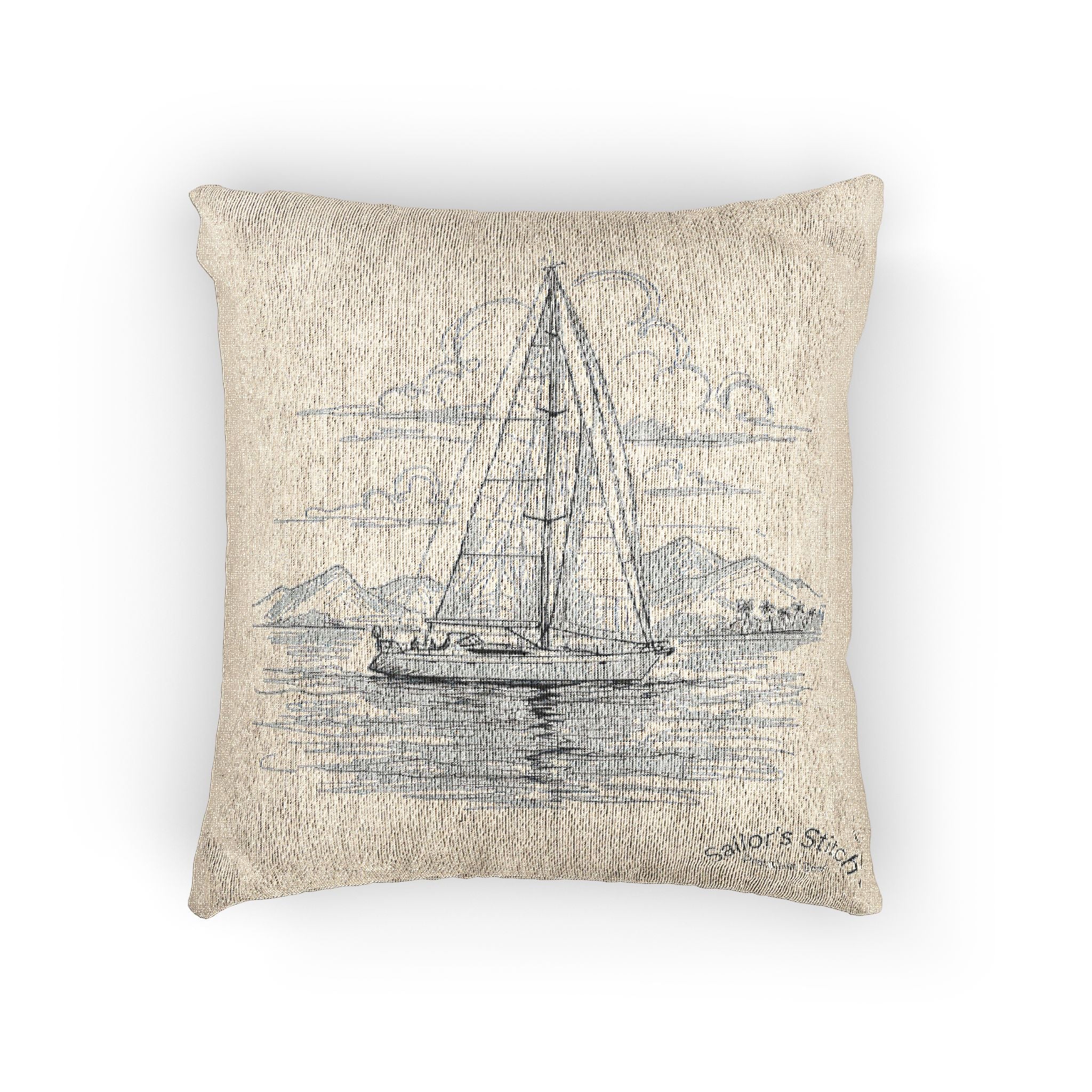 Woven Yacht Design Pillow, Custom name option, Nautical Yacht Cushion, Ocean Sailor Decorative Throw, Coastal Ship Boat Lover Gift, Maritime Home Accent, Sea Adventure, Saloon & Cabin accessories