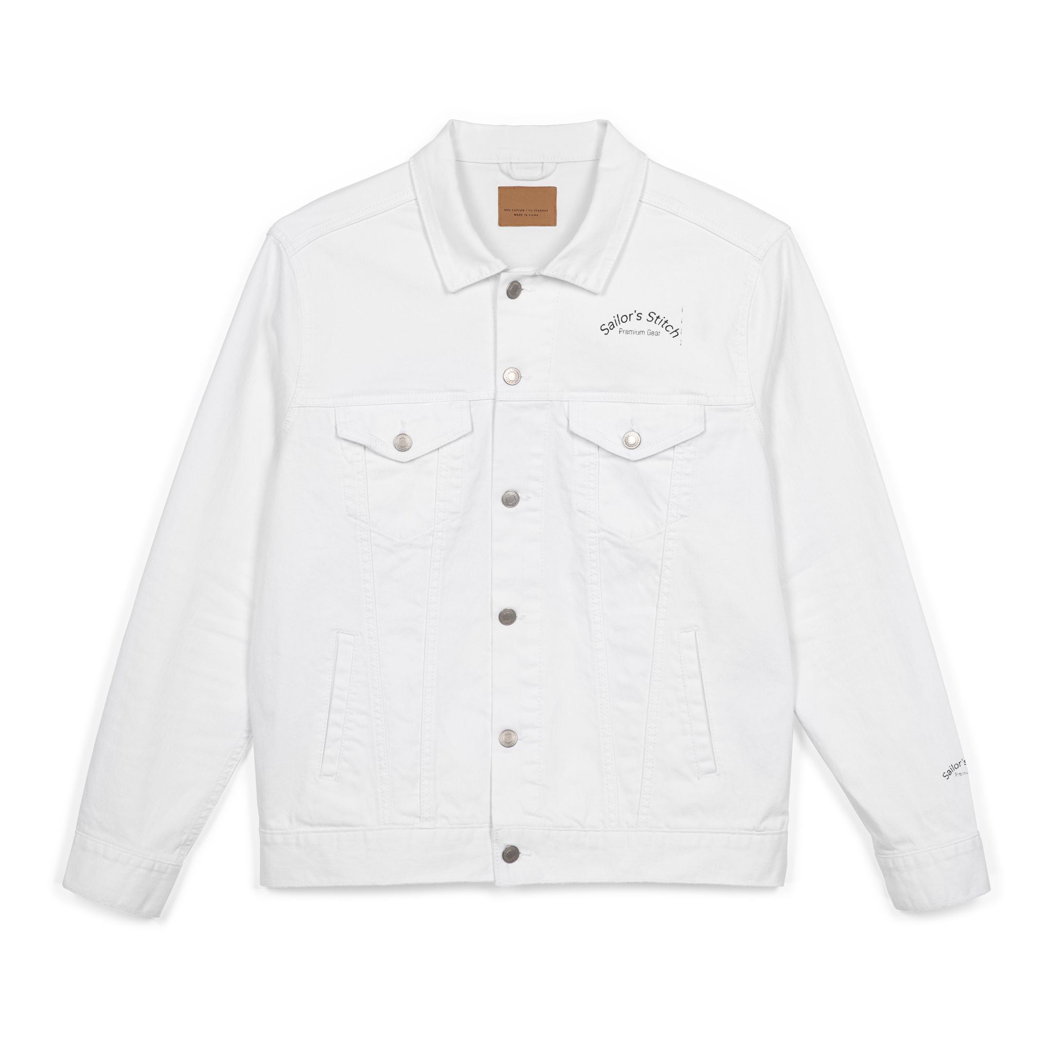 Denim Sailor Wave Unisex Embroidered Denim Jacket, Casual Outerwear, Summer Layering, Perfect for Festivals, Unique Gift Idea, Everyday Wear