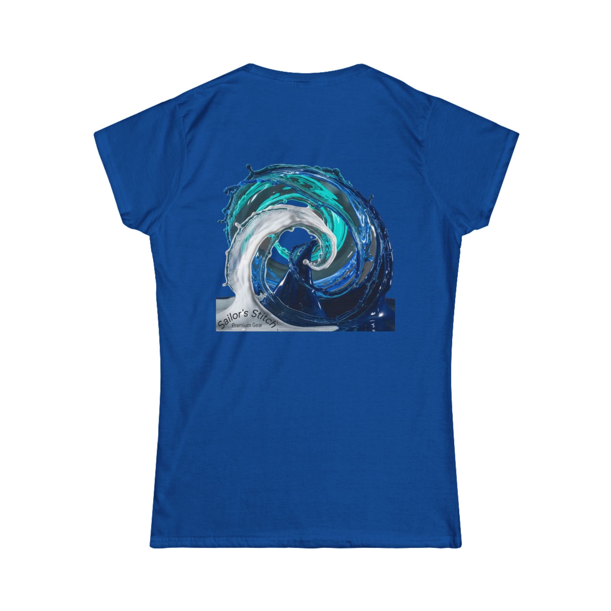 Women's Softstyle Sailing Wave Tee, Custom name option, Nautical Gift, Boat crew wear, Sailing apparel