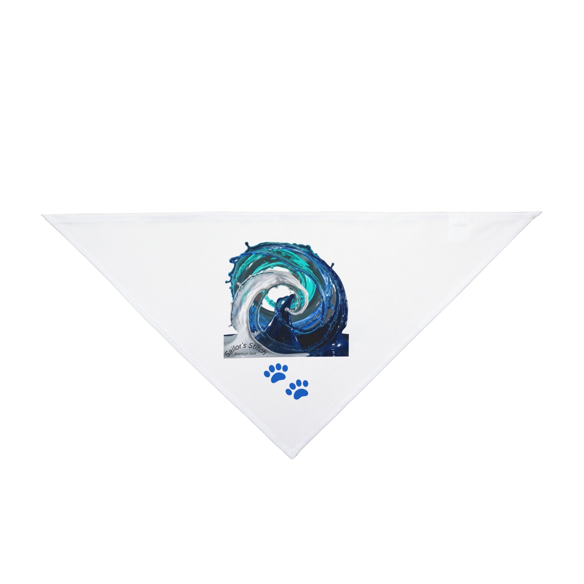 Wave Pet Bandana - Custom Pet Name option, Customizable Dog Bandana, Ocean Theme Puppy Scarf, Beach Design Pet Kerchief, Animal Lover, Nautical pet accessories