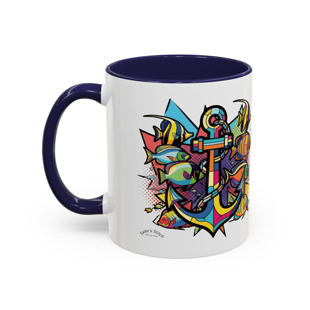 Pop Art Anchor Sailing Mug, Nautical Coffee Cup, Ocean Lover Gift, Sailboat Tea Mug, Maritime Kitchen Decor, Sailor Mugs, Beach Theme Cup, Galley accessories