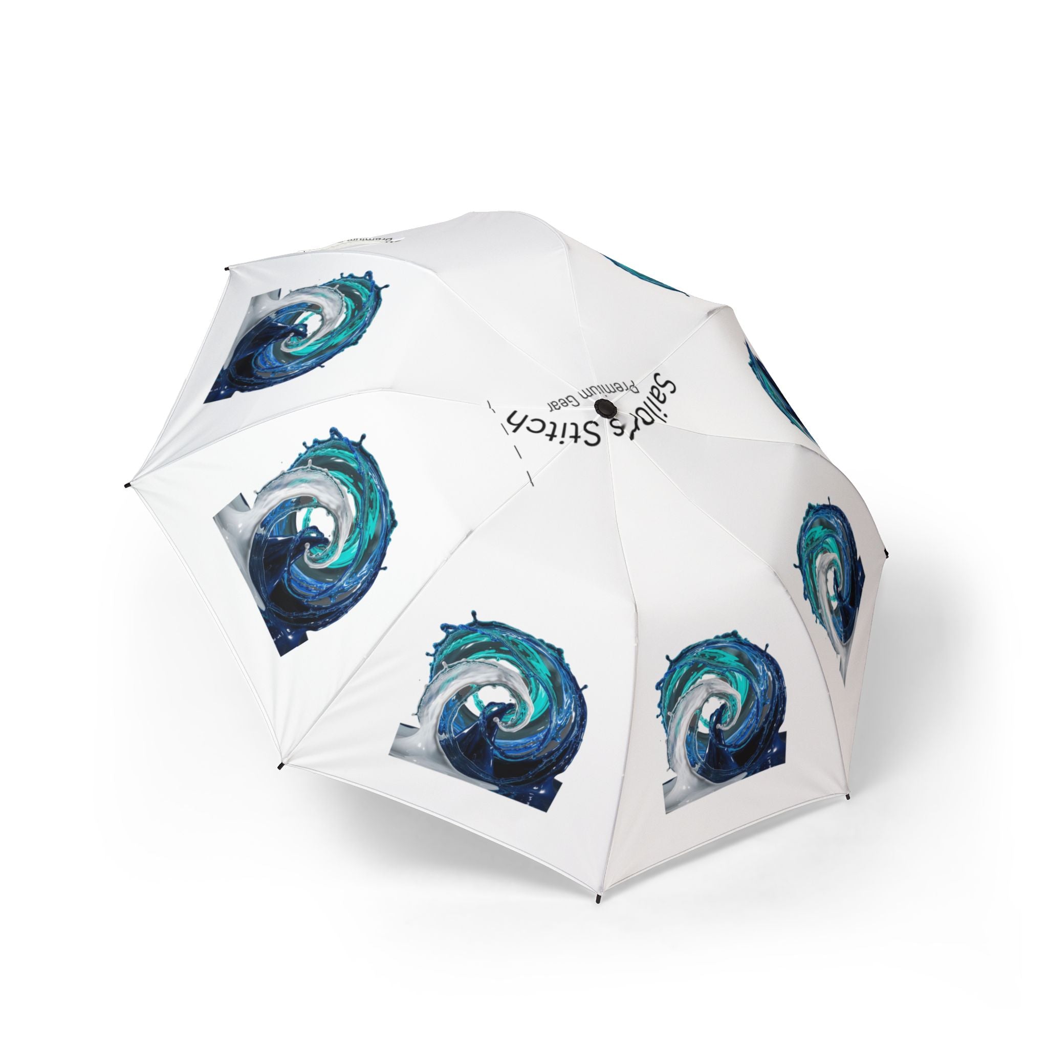Umbrella, Vibrant Wave Design, Colorful Rain Parasol, Foldable Travel Canopy, Automatic Folding Compact Sunshade, Windproof Portable Shelter Accessories