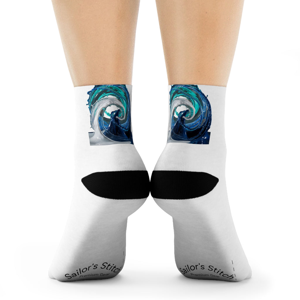 Vibrant Sailing Wave Crew Socks - Nautical apparel, Cozy Footwear, Casual Wear, Sailing Lover Accessories, Unique Socks