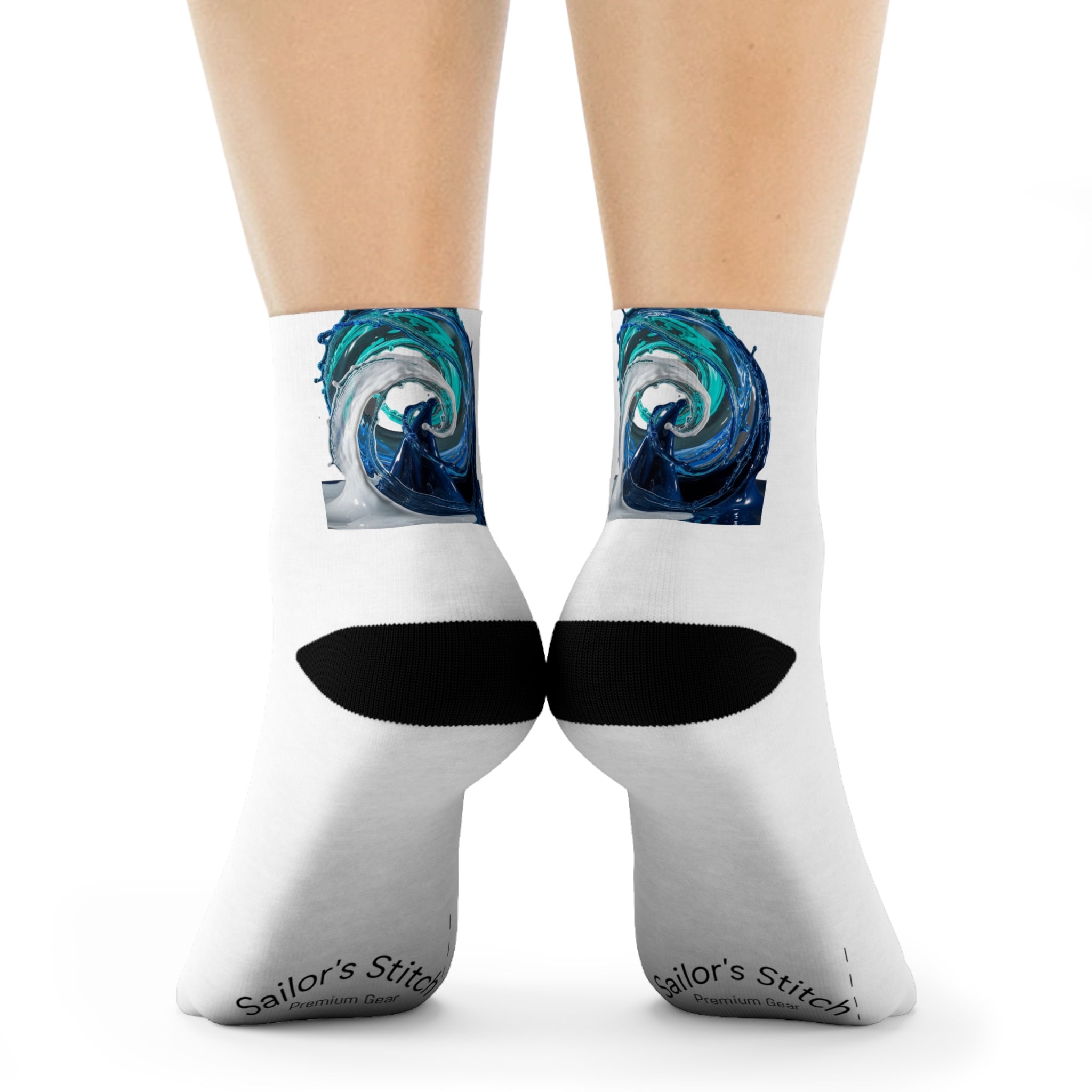 Vibrant Sailing Wave Crew Socks - Nautical apparel, Cozy Footwear, Casual Wear, Sailing Lover Accessories, Unique Socks