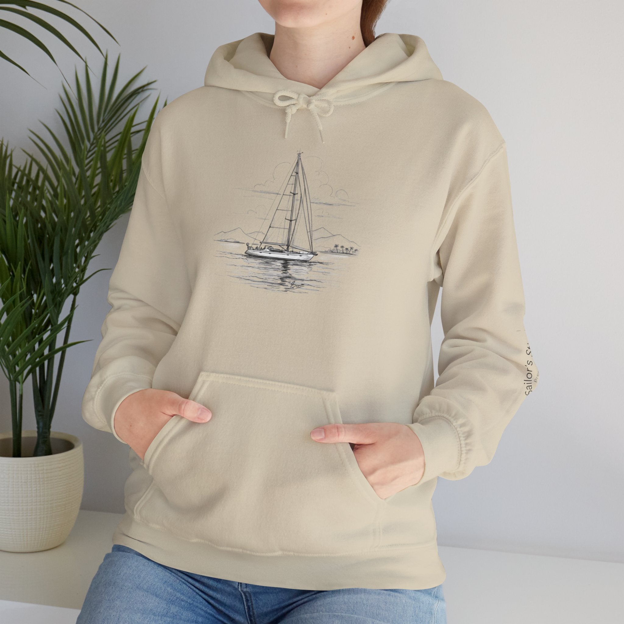 Yacht Design Sailor’s Stitch Unisex Hoodie / Sweatshirt, Custom name option, Boat wear, Nautical apparel