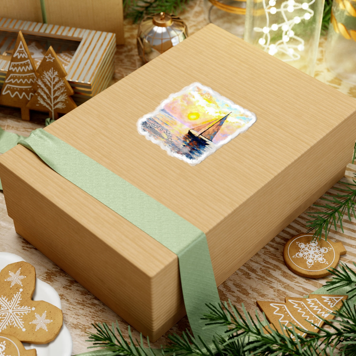 Personalisable Sailing Yacht Kiss-Cut Stickers | Ocean Vibe Decor | Laptop Decals, Nautical accessories, Watercolor Art, Boho Style