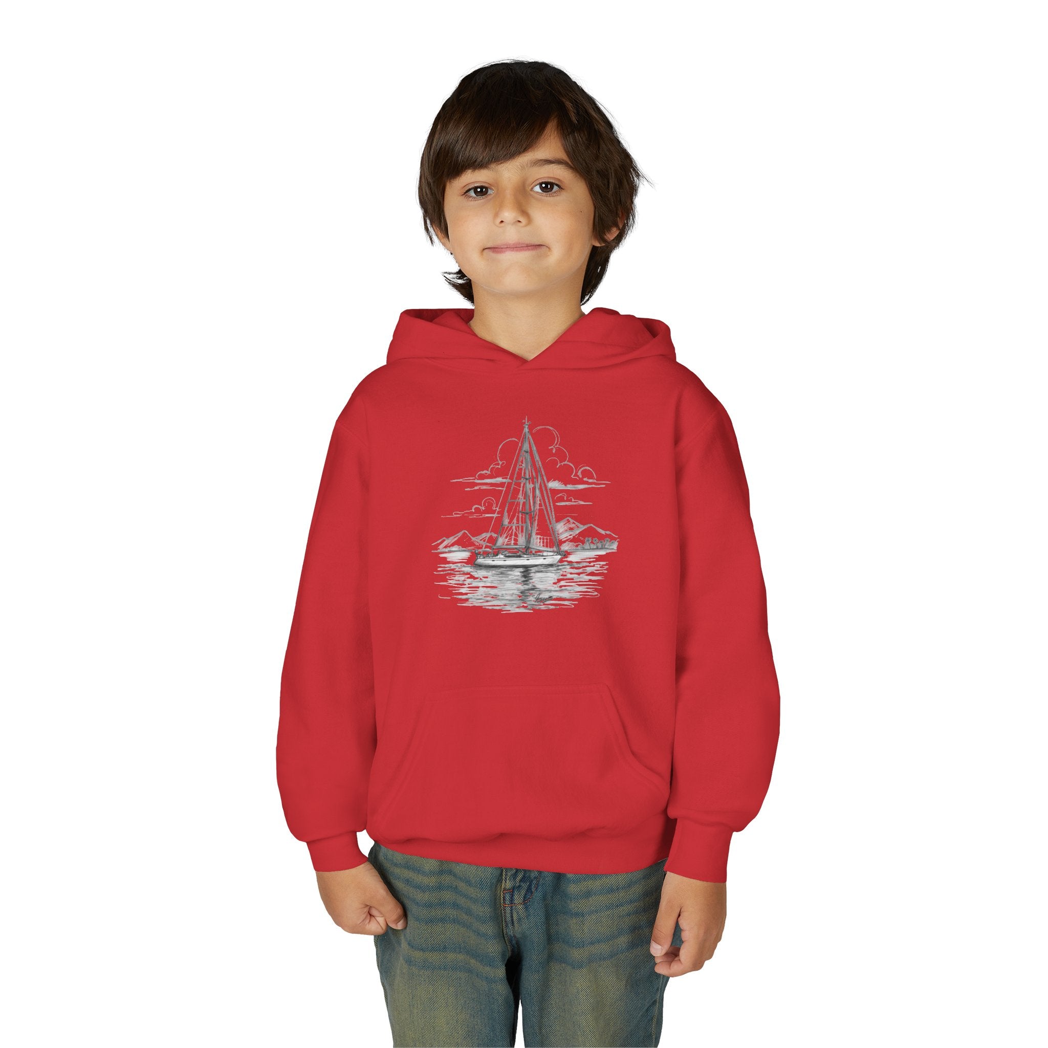 Junior Sailing Heavy Blend Hoodie - Nautical Sweatshirt for Ocean Lovers, Sailors, Youth Sea Enthusiasts - Boat Adventure Jumper, Maritime Pullover, Kids nautical apparel