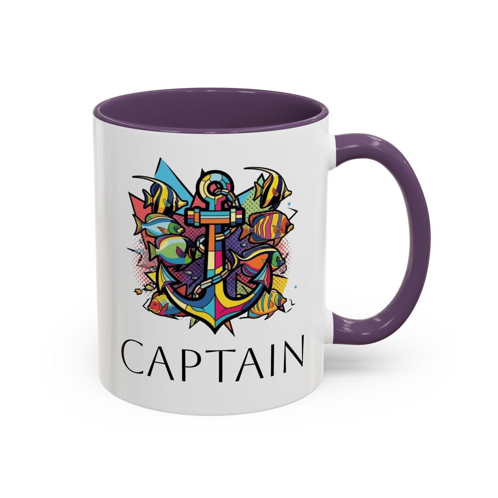 Sailors Pop Art Anchor Captain Mug, Nautical Coffee Cup, Sea Lover Gift, Ship Captain Tea Mug, Coastal Decor Galley Accessories