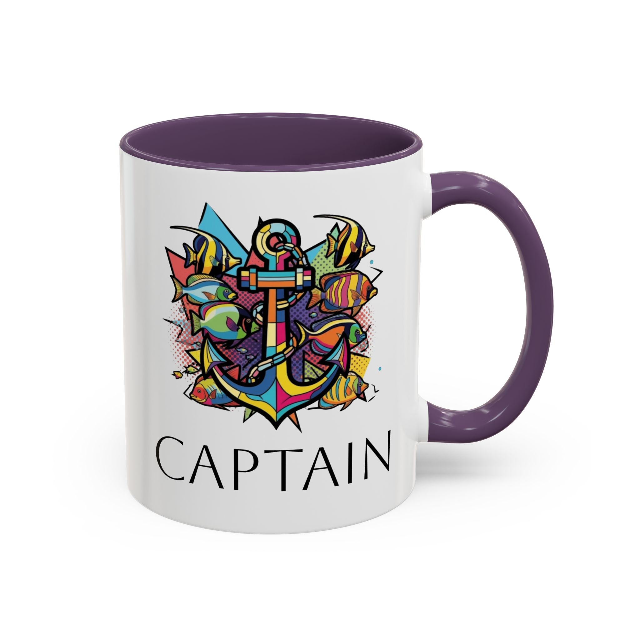 Sailors Pop Art Anchor Captain Mug, Nautical Coffee Cup, Sea Lover Gift, Ship Captain Tea Mug, Coastal Decor Galley Accessories
