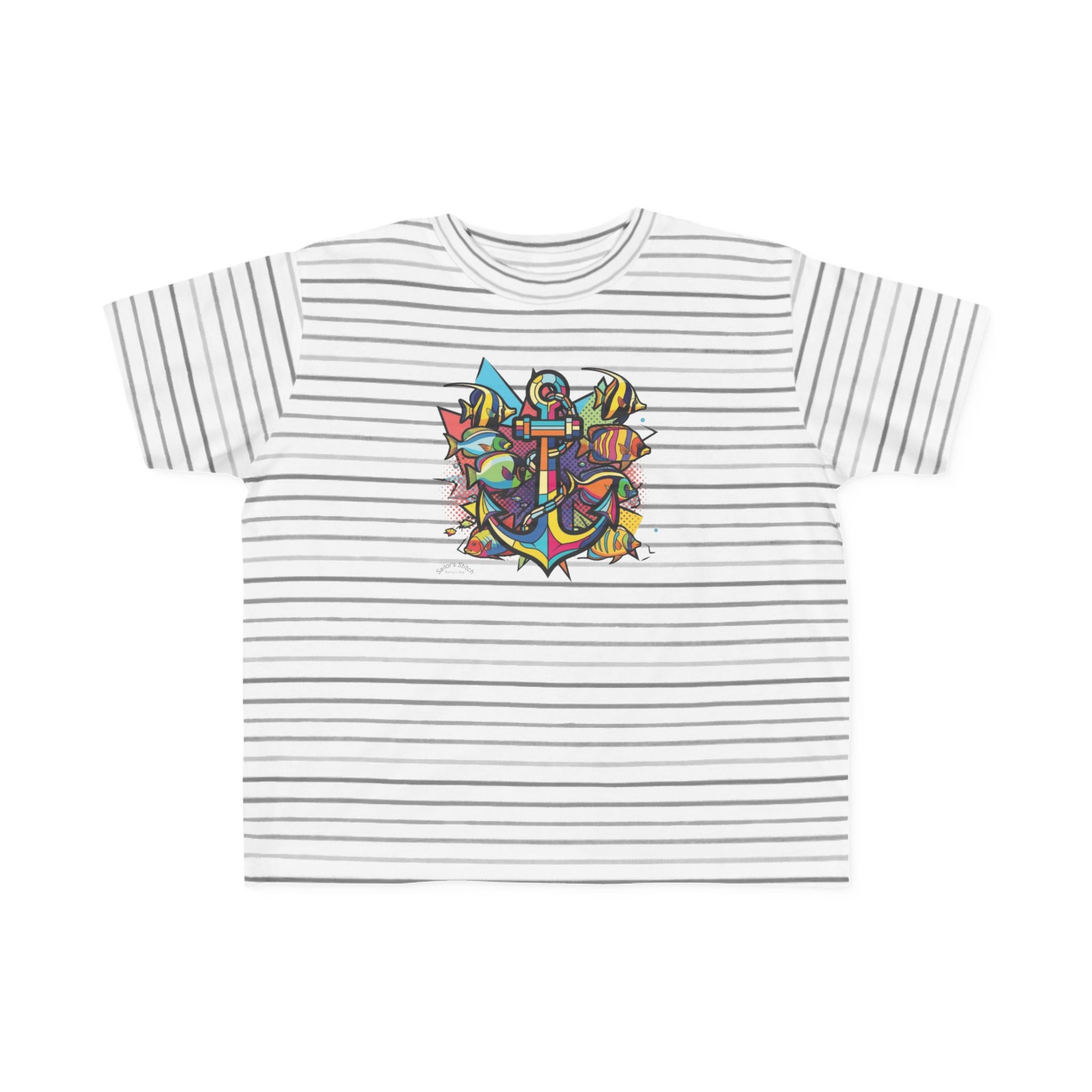 Pop Art Anchor & Fish Themed Toddler Tee | Nautical Adventure Tee, Custom name option, Youth tee, Toddler gift, Youth Sailor gift