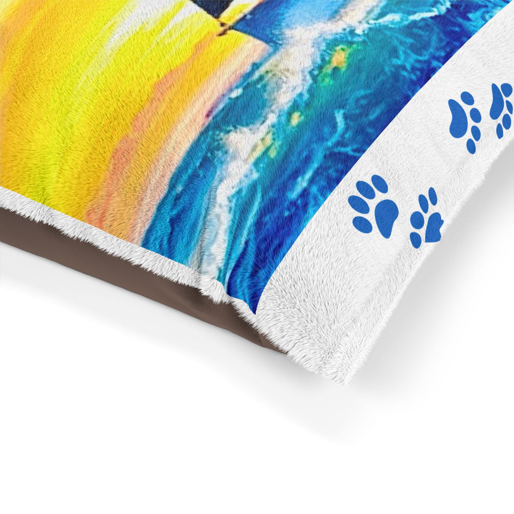 Sailors Stitch Pet Bed - Nautical Dog Cat Pillow, Cozy Pet Furniture for Home, Marine Lovers, Gift for Animal Lovers, Custom Pet Name, Pet accessories