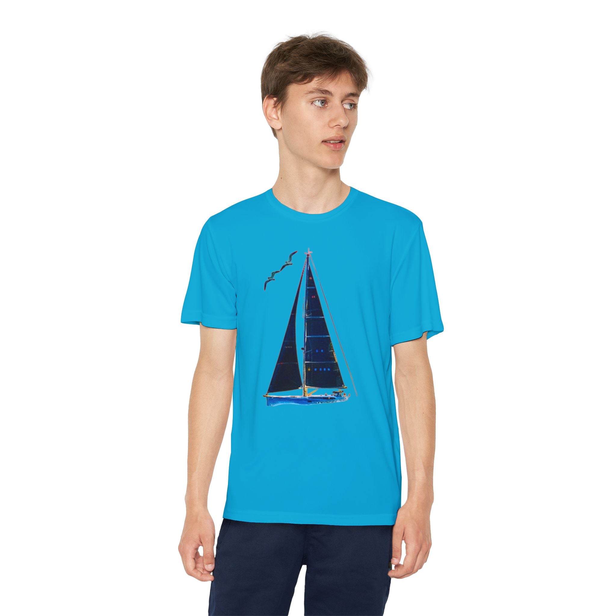 Youth Neon Visibility Sailing Safety Boat Tee, Youth Competitor T-Shirt, Sporty Regatta Top, Summer Boating Shirt, Sailboat Racing Apparel