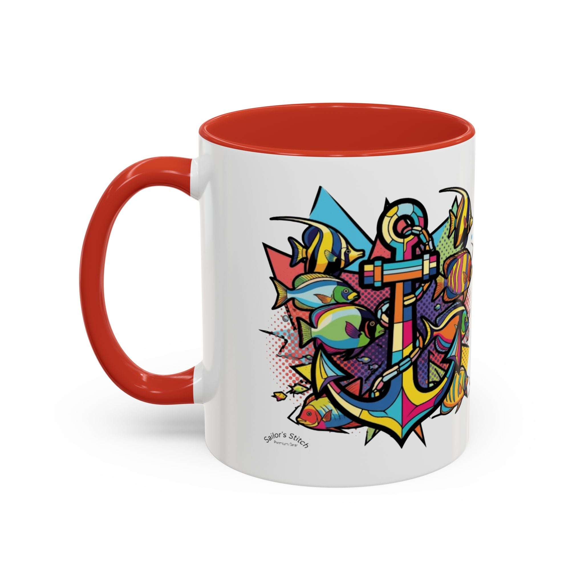 Pop Art Anchor Sailing Mug, Nautical Coffee Cup, Ocean Lover Gift, Sailboat Tea Mug, Maritime Kitchen Decor, Sailor Mugs, Beach Theme Cup, Galley accessories