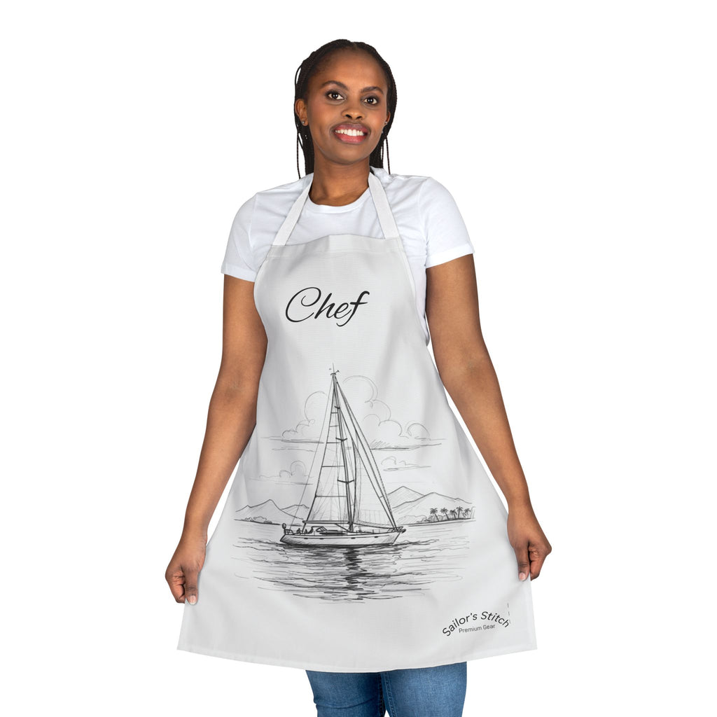 Chefs Apron Sailing Wave Galley Kitchen Cooking Apron - Nautical Boat Chef Apron, Customisable, Adjustable BBQ Apron, Gift for Sailors, Boat galley accessories