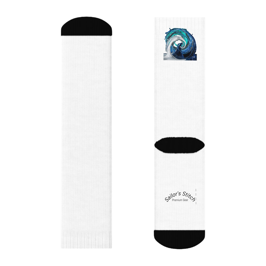 Vibrant Sailing Wave Crew Socks - Nautical apparel, Cozy Footwear, Casual Wear, Sailing Lover Accessories, Unique Socks
