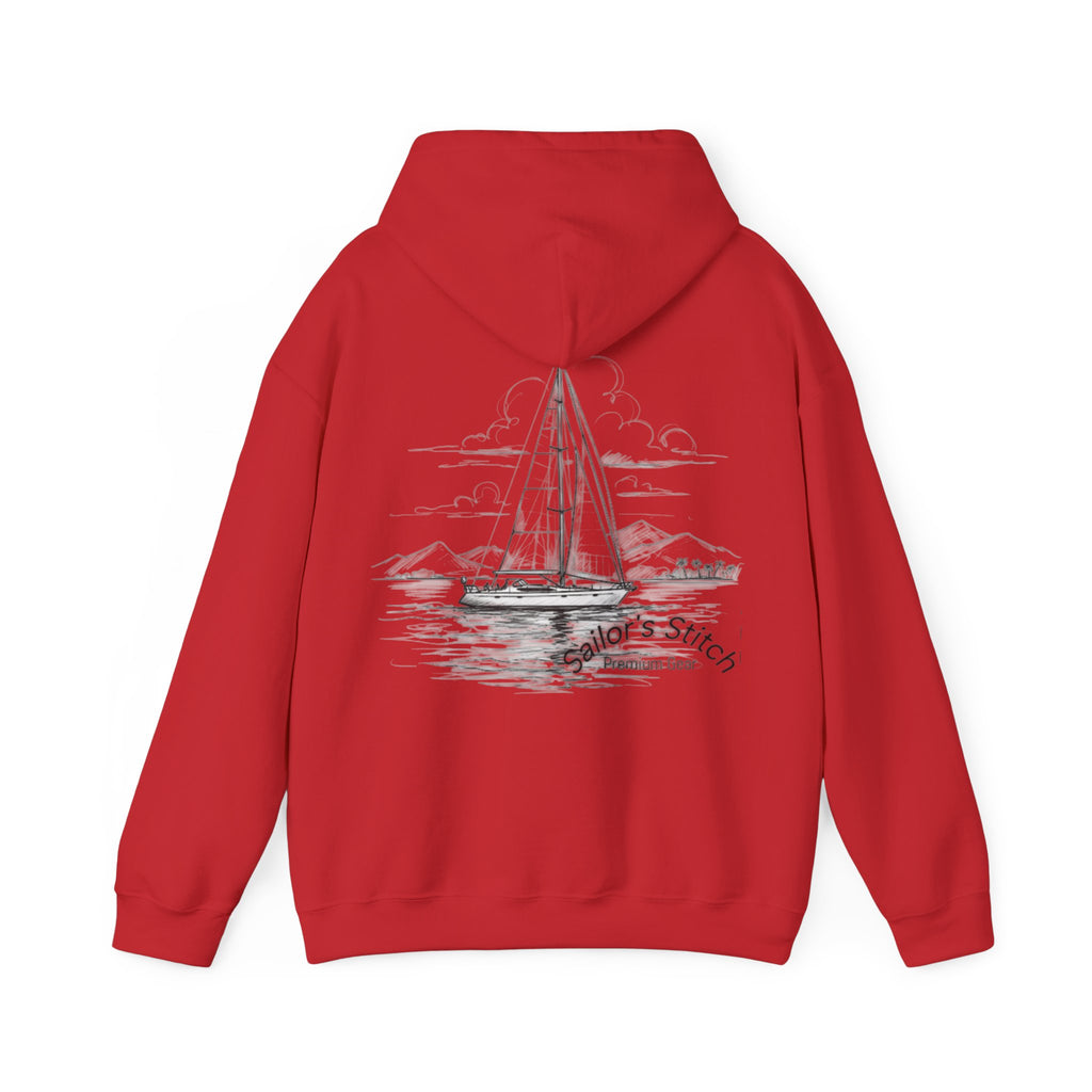 Red or Navy Nautical Hooded Sweatshirt with Motivational Design, Perfect Gift for Friends, Casual Wear, Comfortable Hoodie, Outerwear