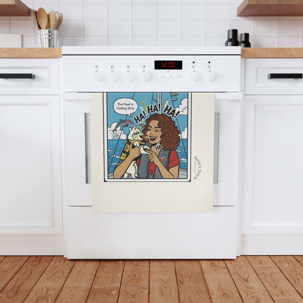 Comic Galley Kitchen Towel Nautical - Cotton Tea Towel Coastal Kitchen Decor Marine Gift, Seafood Lover's Kitchenware, Beach House Accessories