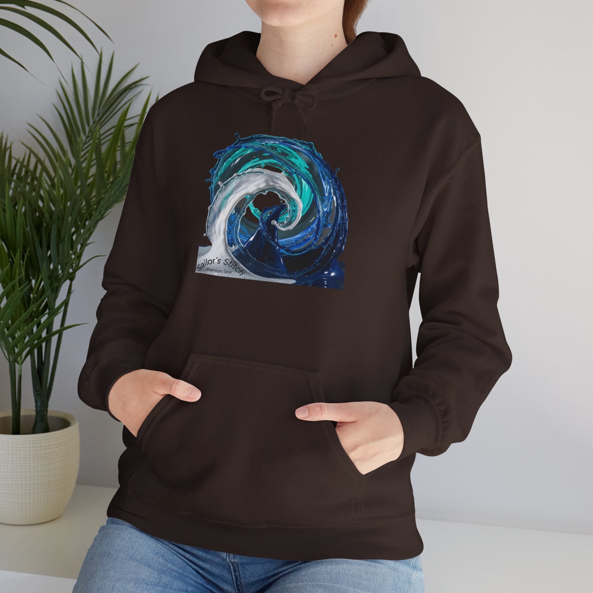 Wave Design Sailor’s Stitch Unisex Hoodie / Sweatshirt, Custom name option, Boat wear, Nautical apparel