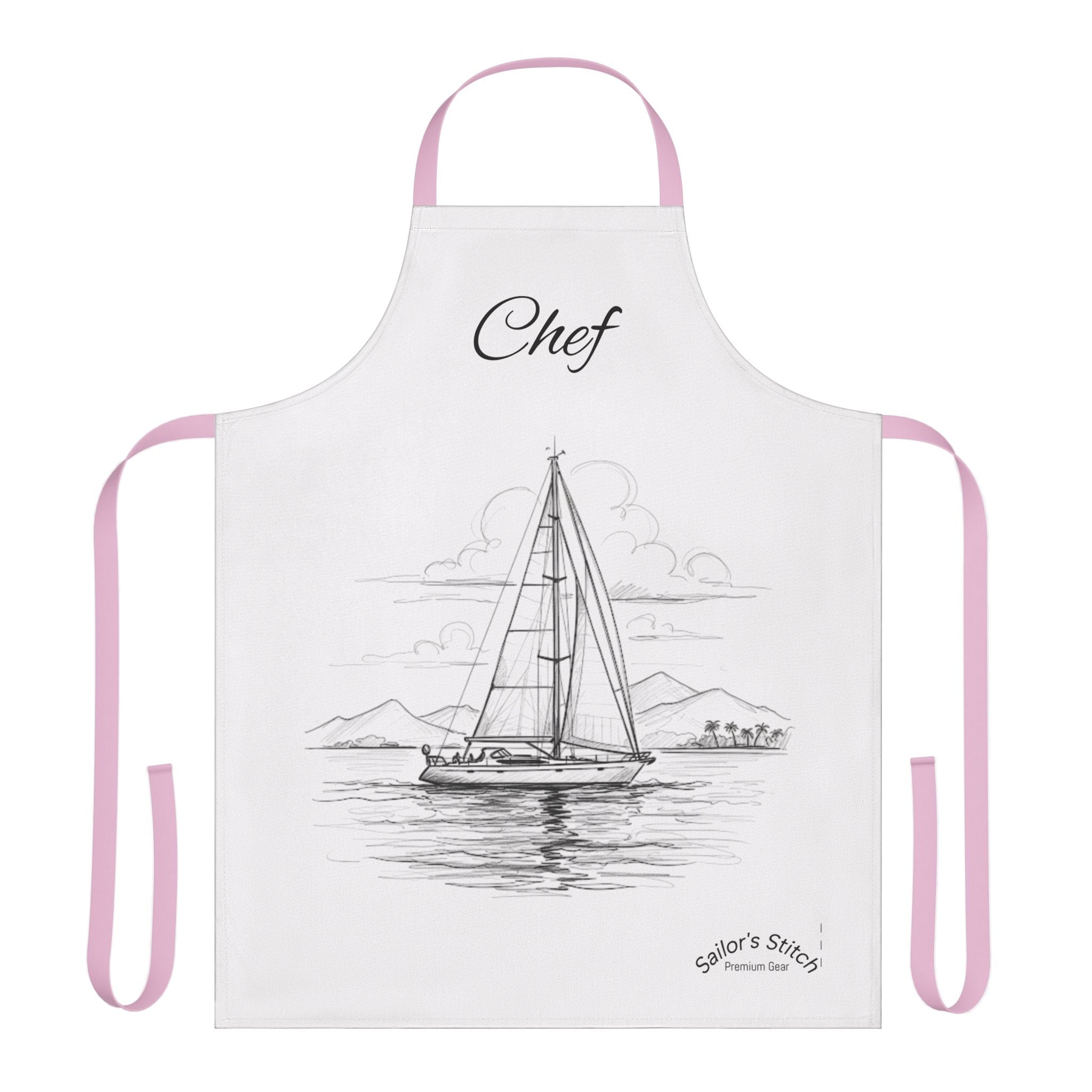 Chefs Apron Sailing Wave Galley Kitchen Cooking Apron - Nautical Boat Chef Apron, Customisable, Adjustable BBQ Apron, Gift for Sailors, Boat galley accessories