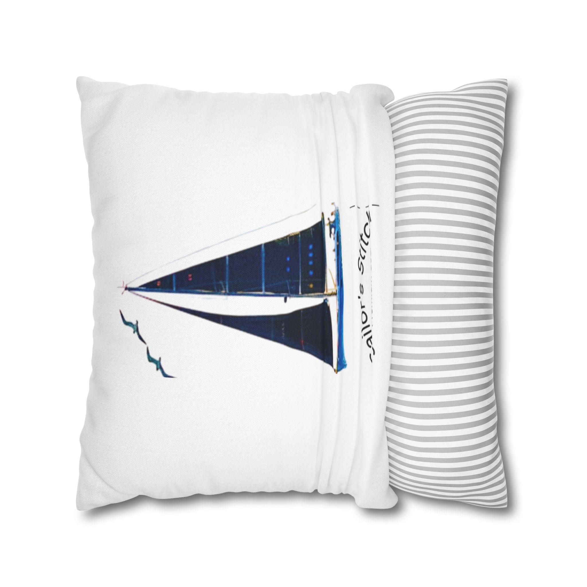 Sailors Stitch Cushion Cover Pillowcase - Coastal Home Decor, Beach House Accessories, Sailor Gift, Custom Name, Ocean-Inspired Cushion accessories