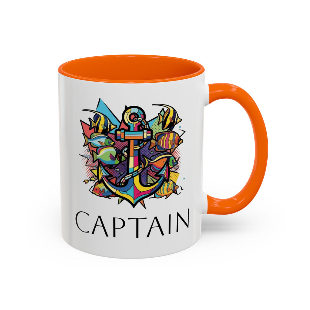 Sailors Pop Art Anchor Captain Mug, Nautical Coffee Cup, Sea Lover Gift, Ship Captain Tea Mug, Coastal Decor Galley Accessories