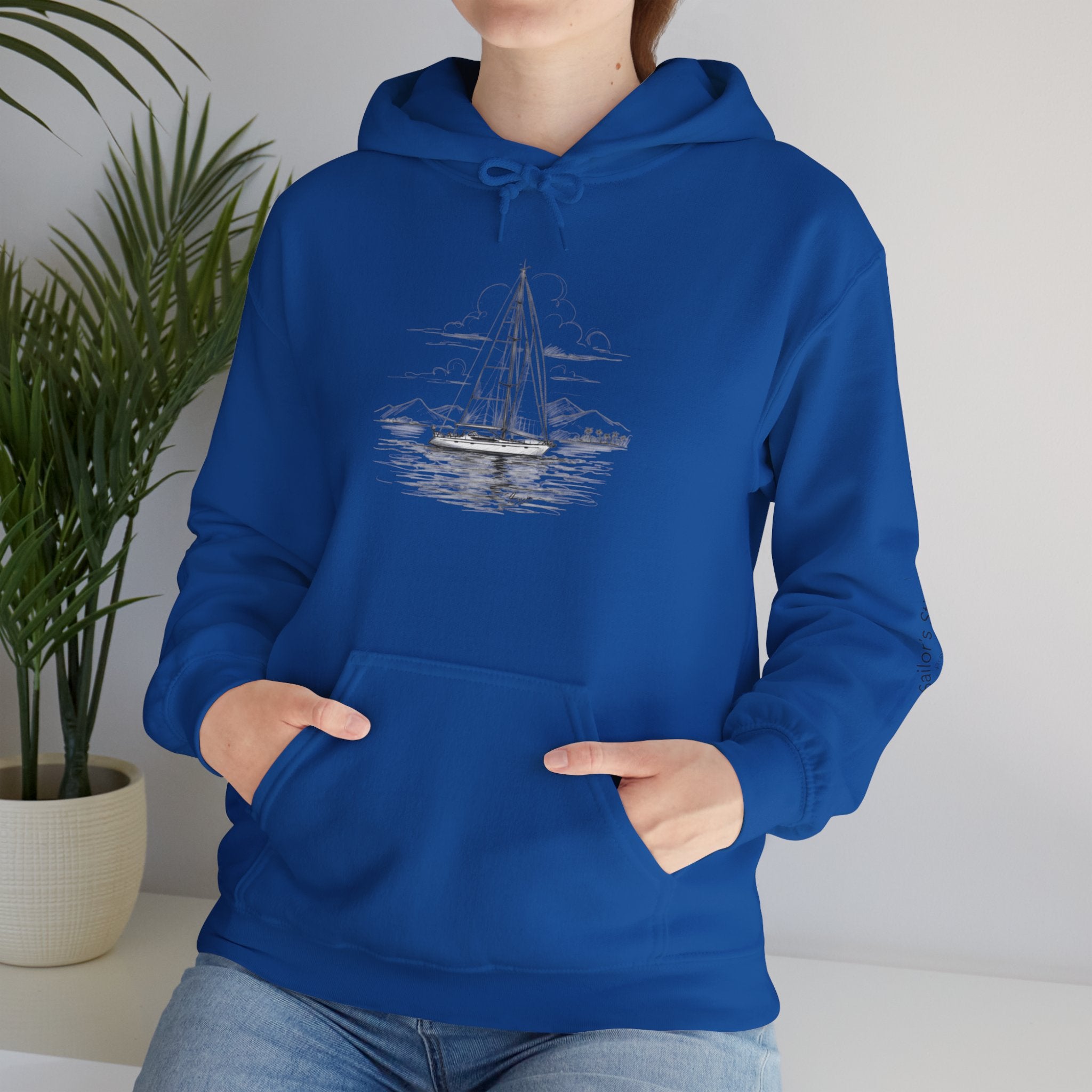 Yacht Design Sailor’s Stitch Unisex Hoodie / Sweatshirt, Custom name option, Boat wear, Nautical apparel