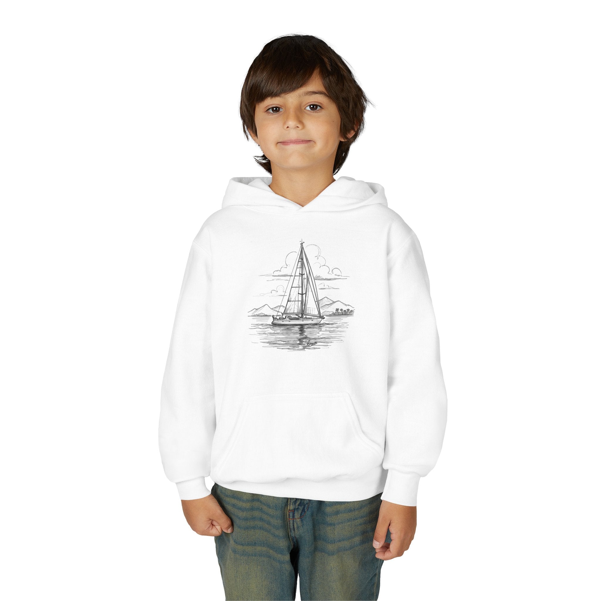 Junior Sailing Heavy Blend Hoodie - Nautical Sweatshirt for Ocean Lovers, Sailors, Youth Sea Enthusiasts - Boat Adventure Jumper, Maritime Pullover, Kids nautical apparel