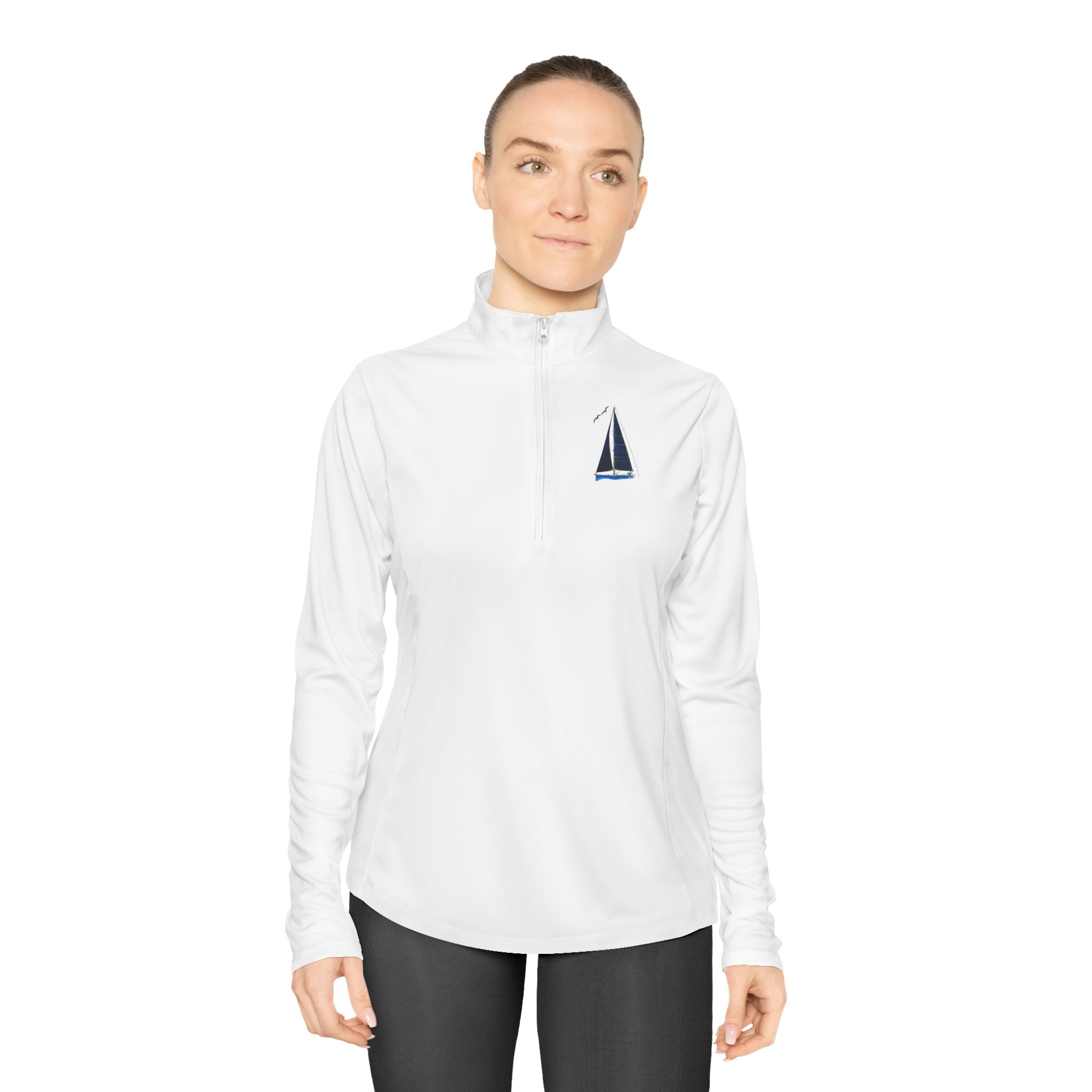 Sailing Wave Quarter-Zip Pullover, Casual Layering Top, Perfect for Sailing, Outdoor Adventures, Gift for Her, Stylish Activewear, Sailing apparel